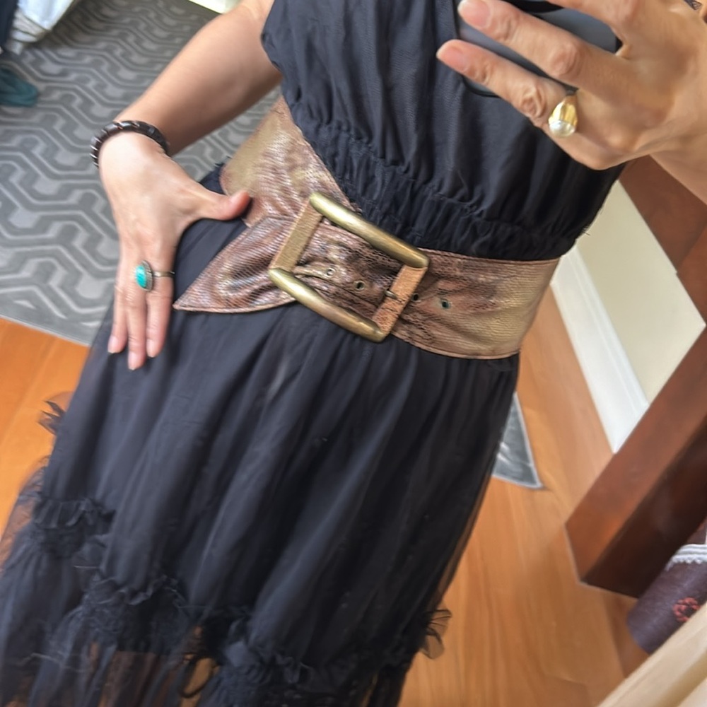 Vintage genuine leather snake skin with rust take a gold hardware